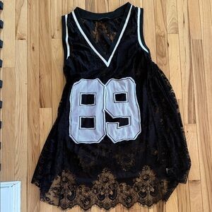 AKIRA Black Lace Kids Dress with Sporty Number